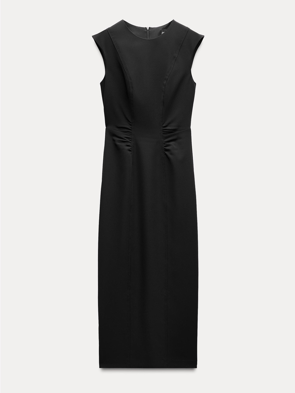 Zara Black Cap Sleeve Maxi Sheath Dress